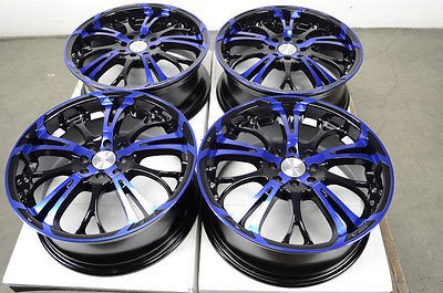 17 4x100 4x114.3 Blue Rims Miata Vigor Forenza Neon Esteem Cube Crx 4 