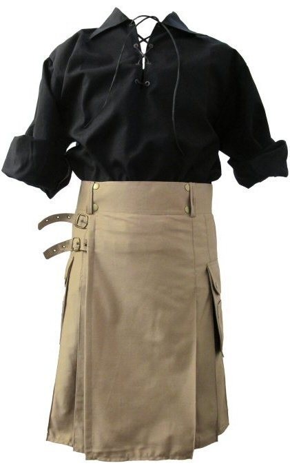   Weight Khaki Cotton Utility Kilt For The Active Man   Khaki Size 30 54