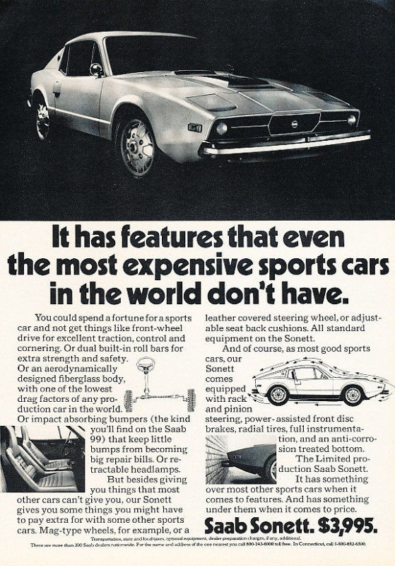 1973 Saab Sonett III 3 Classic Vintage Advertisement Ad