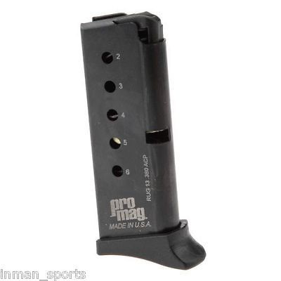 Ruger LCP 380 ACP magazine SIX 6 ROUND Promag w/ Extended Floorplate 