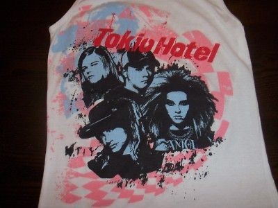 Tokio Hotel Checker Faces White Tank Top Size XL NEW