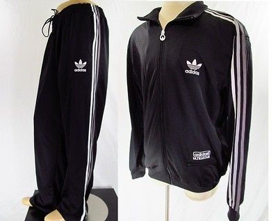 Adidas Originals UltraStar Track Suit Jacket Top & Pants XL BLACK 