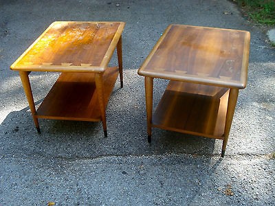 Pair Vintage Danish Modern Mid Century Lane Acclaim Series Dovetail 