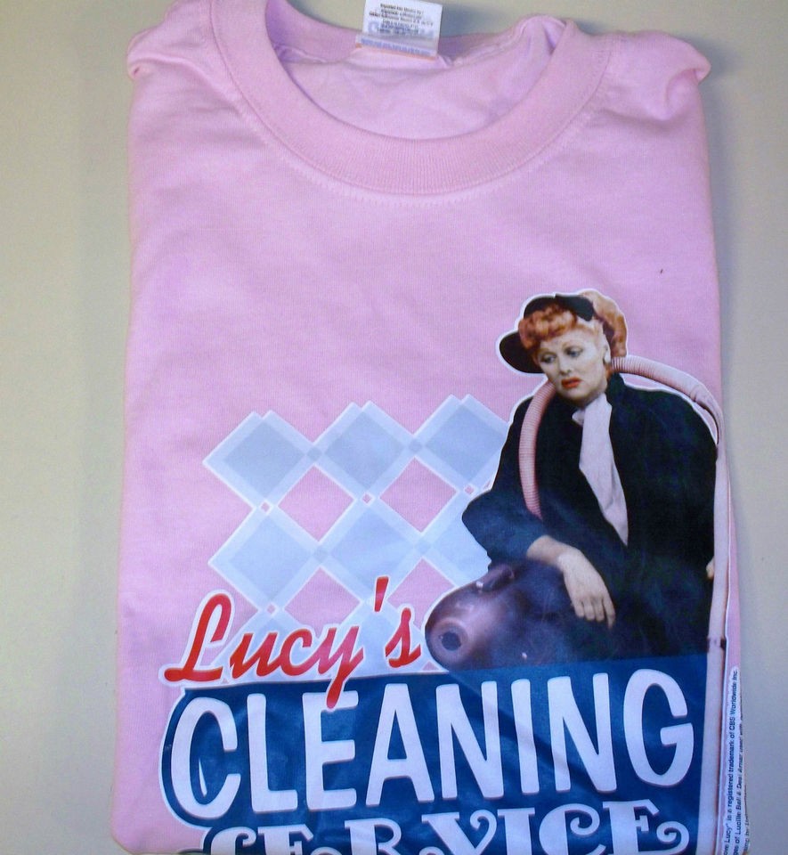 Love Lucy Womens T Shirt   Pink   Cleaning Service   S   Gildan 