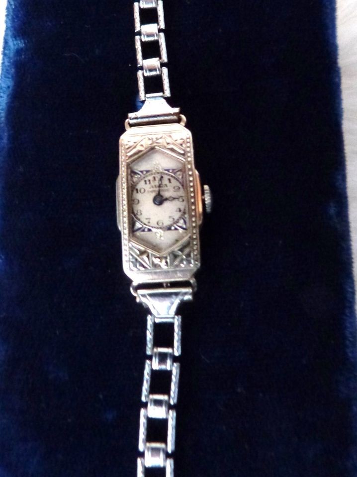 VINTAGE ART DECO WATCH 14K WHITE GOLD WRISTWATCH ABRA SWISS 5 ADJ 15J 