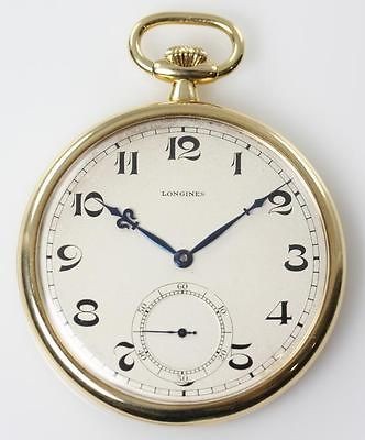 VINTAGE LONGINES POCKET WATCH 18K SOLID GOLD OPEN FACE