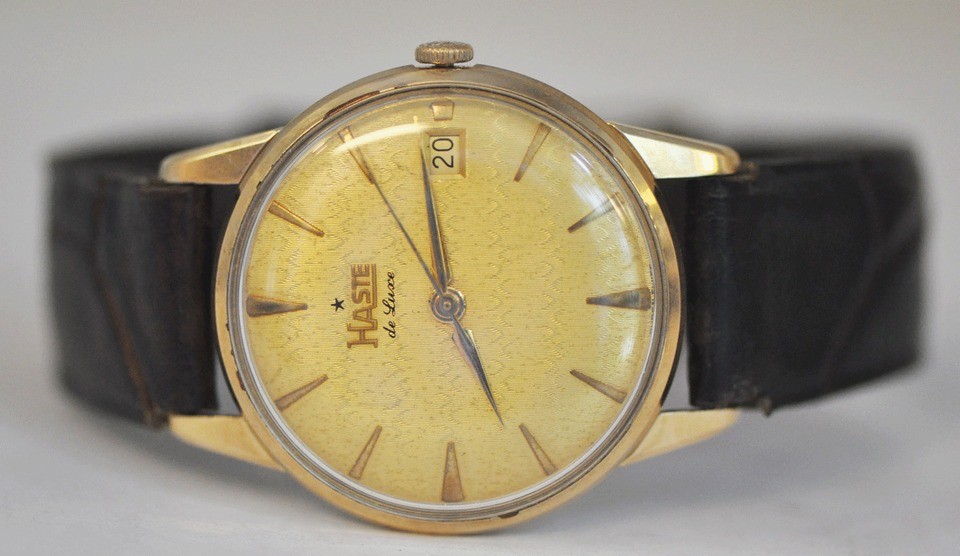 Vintage Mens Haste DeLuxe 1422 Buren 21 Jewels Runs Great Recently 