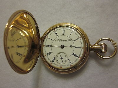 1889 ILLINOIS JP BARNES POCKETWATCH LOUISVILLE 15 JEWEL SIZE 6  RUNS 