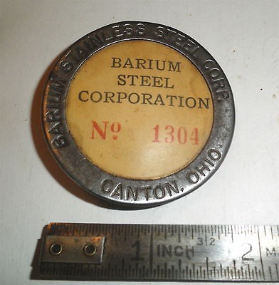 ANTIQUE WW II ERA BARIUM STAINLESS STEEL CORP EMPLOYEES ID BADGE 