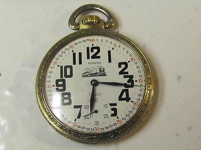 VINTAGE RODANIA TRAIN POCKETWATCH UNITAS 17 JEWELS