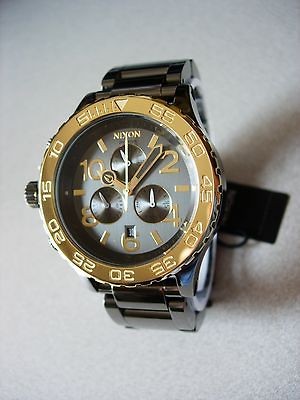 NIXON WATCH 42 20 CHRONO in GUN N GOLD NEW IN THE BOX