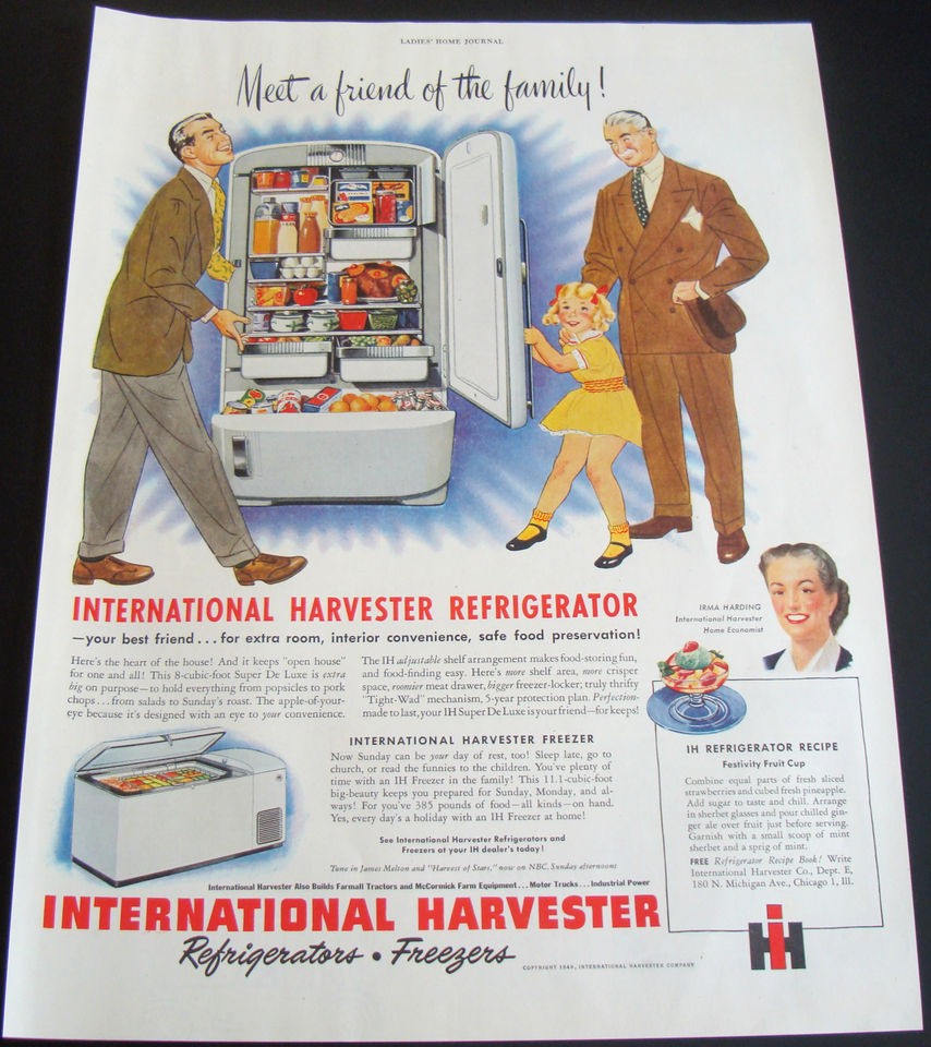 1949 INTERNATIONAL HARVESTER REFRIGERATOR FREEZER IRMA HOME ECONOMIST 