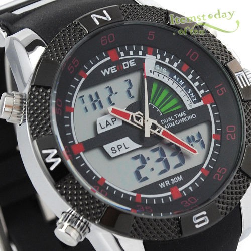 Mens Military Sports Watch Diving LED Quartz Rubber Luxury