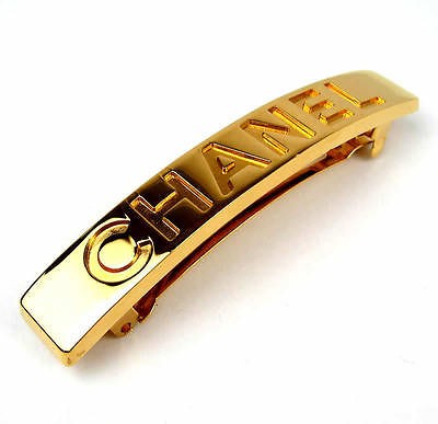   Chanel Gold Chanel Logo Barrette Hair Clip Made in FRANCE #9622