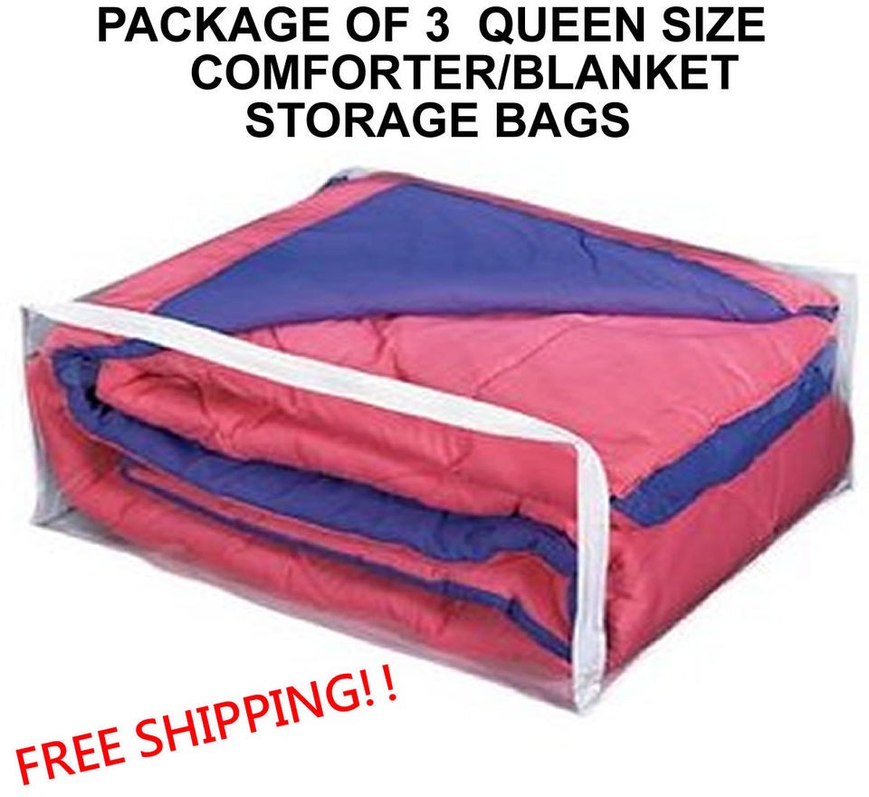 QUEEN SIZE COMFORTER STORAGE BAGS   PACKAGE OF 3 BLANKET (QUEEN 