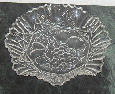 Vintage 1940s Federal Glass Ruffle Fruit Bowl Clear Pressed 11 