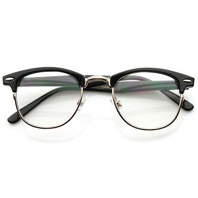 Optical Quality Horned Rim Clear Lens RXable Half Frame Club Master 