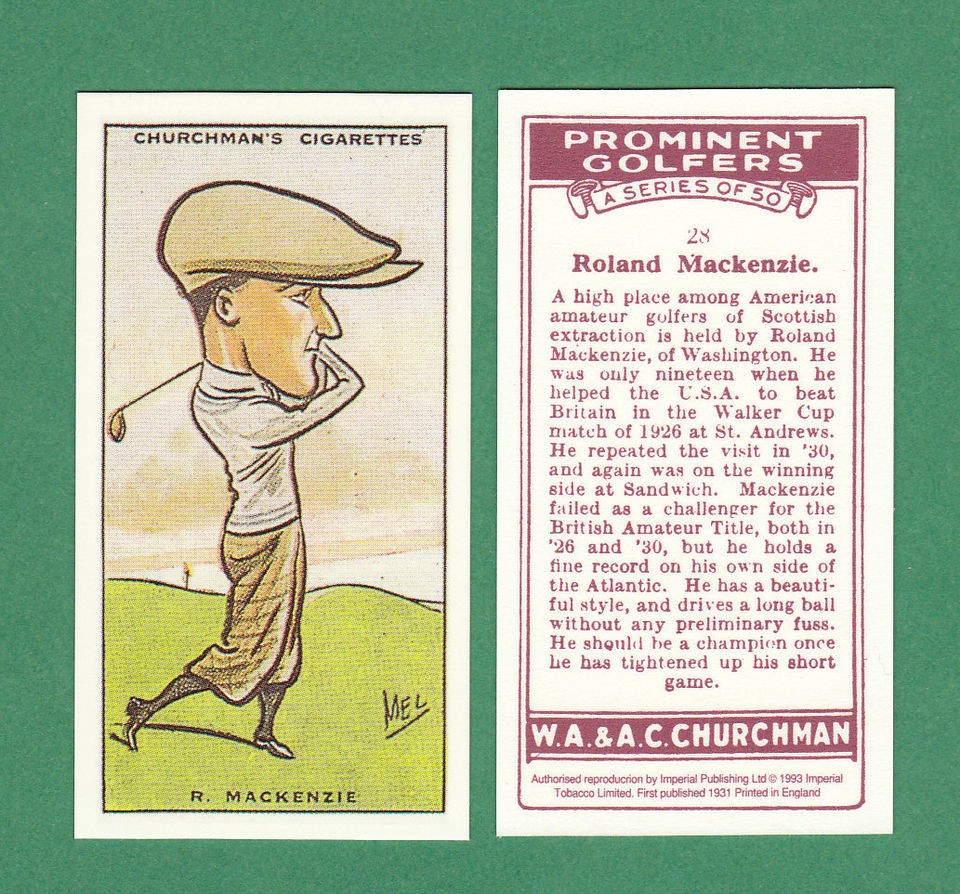 IMPERIAL PUBLISHING   GOLF CARD   ROLAND MACKENZIE OF THE U.S.A 