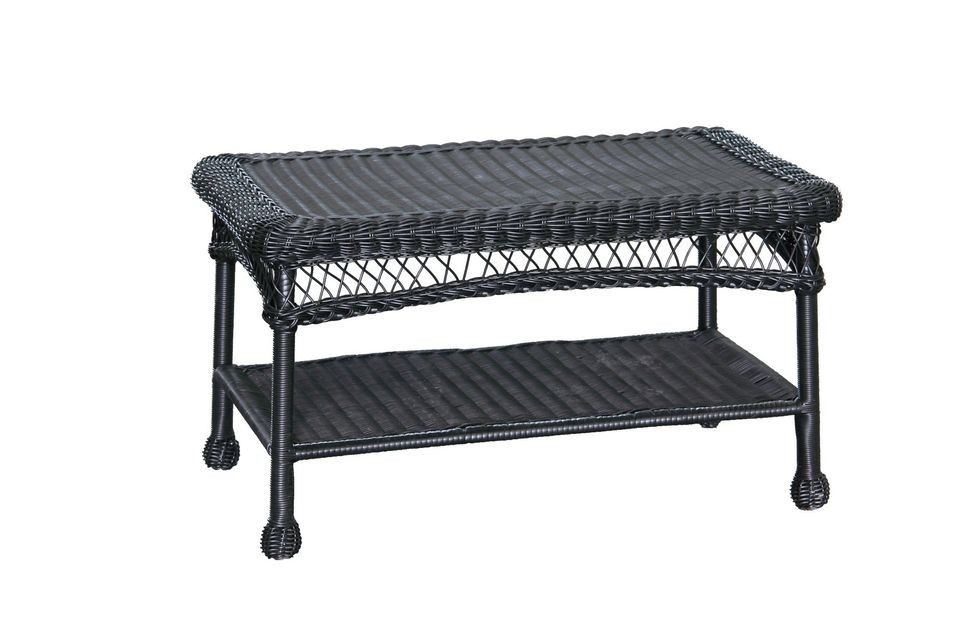 WickerLane Black Wicker Patio Furniture Coffee Table