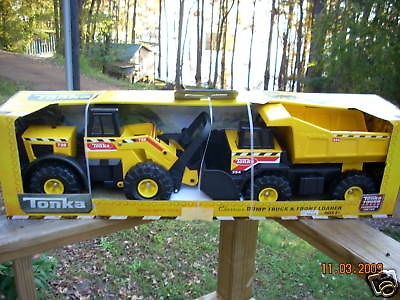 NEW TONKA CLASSICS STEEL FRONT END LOADER & DUMP TRUCK COMBO