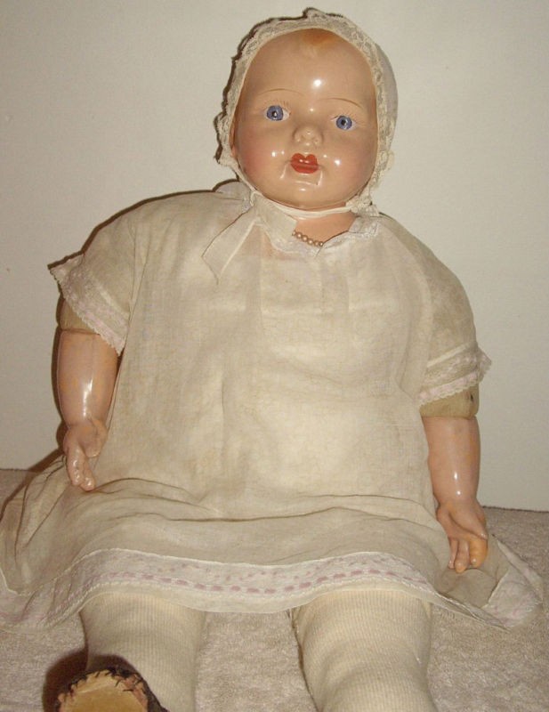 Doll Composition Baby 25 Unmarked Painted Features