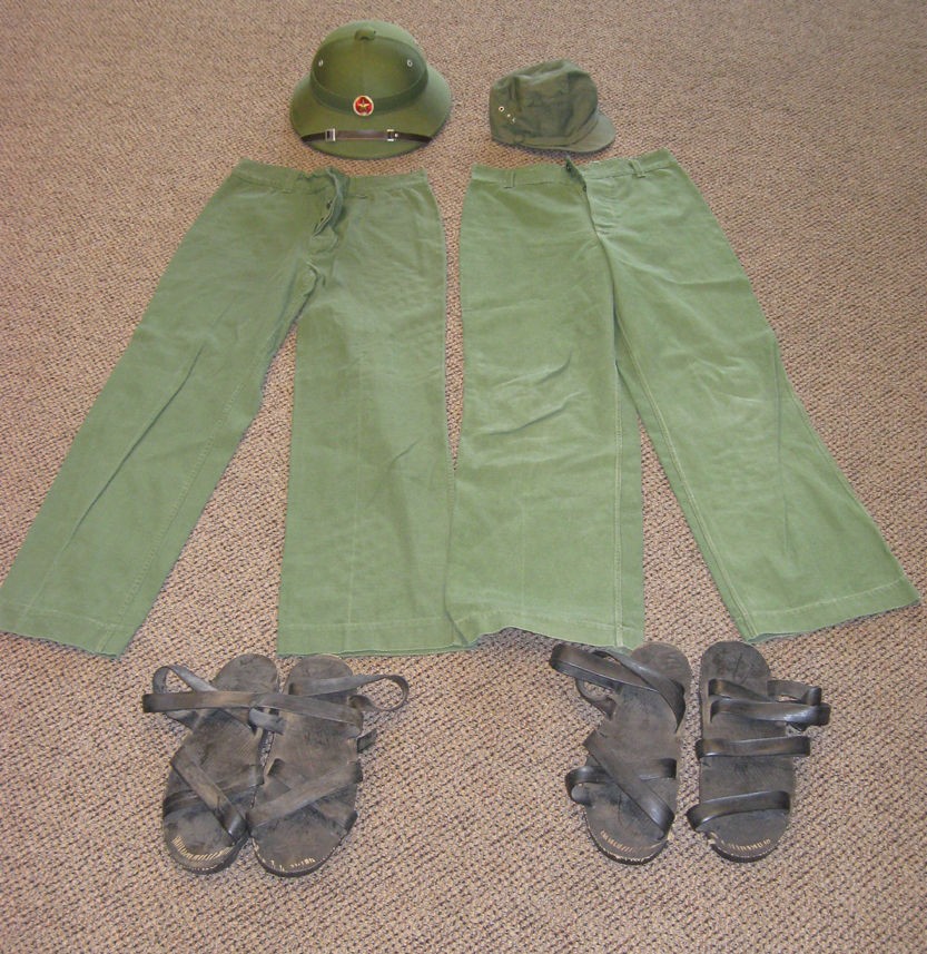 NVA LOT VIETNAM HO CHI MINH SANDALS PITH HELMET TROUSERS CAP