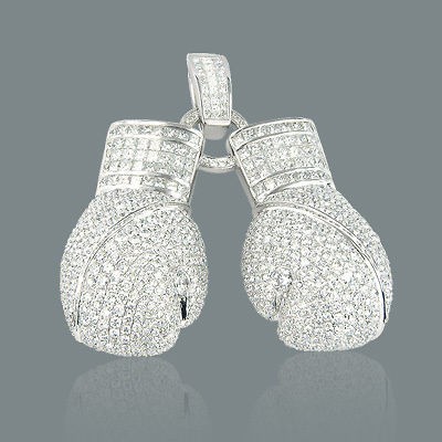 Boxing Gloves Jewelry 10K Color Diamond Pendant 7ct