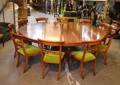 Vintage Dining Table 10 chairs 8 ft Diam Pollard Oak