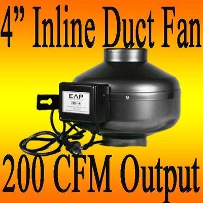 INCH HYDROPONIC 200CFM INLINE EXHAUST VENT FAN BLOWER 24 HR SHIPPING 