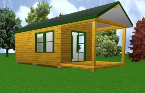 12’x 20’ Starter Cabin w/ Covered Porch Plans Package