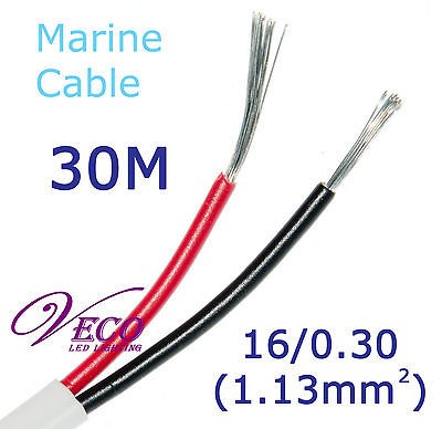 30m 2 CORE WIRE TINNED CABLE BOAT CARAVAN JET SKI TRAILER AUTO 