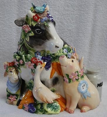 Fitz Floyd Cookie Jar Country Chic NEW IB Cow Bull Pig Goose Bird Ram 