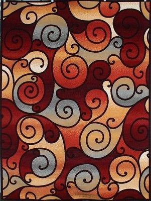   Black Blue Orange large 5x7 Area Rug Swirls Contemporary Carpet 9415