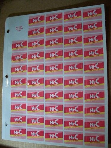 Hi C Pink Lemonade Soda Machine/Fountain Labels 48 labels 1.25 x 0.75 