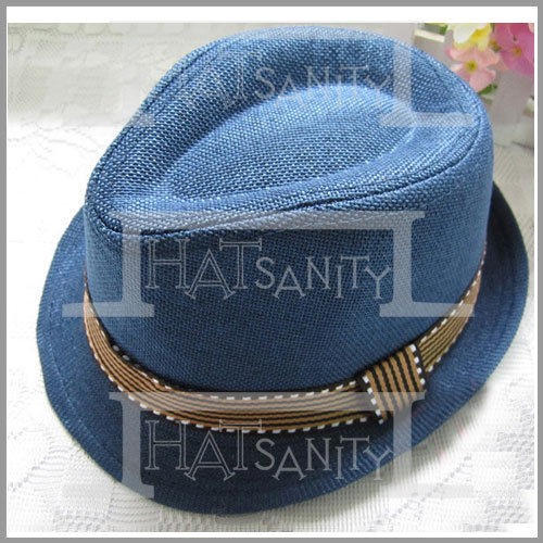 Kids Child Boys Girls Straw Flax Jazz Fedora Cowboy Trilby Hat Cap 