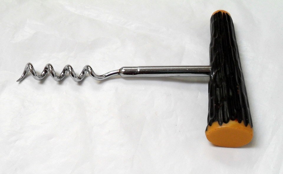 Vintage BAKELITE Faux Staghorn Wine Opener T CORKSCREW