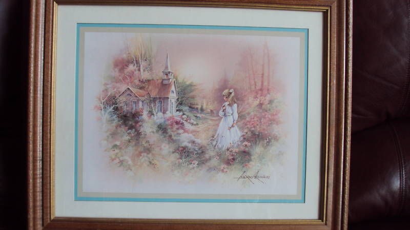 ANDRES ORPINAS FRAMED PRINT GIRL & FLOWERS NICE LOOK