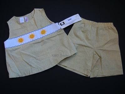 NWT Girl Silly Goose Smocked Le Soleil Sun Short Set