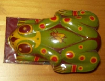 Vintage Tin FROG Clicker Noise Maker Clacker Fly On Back Great 