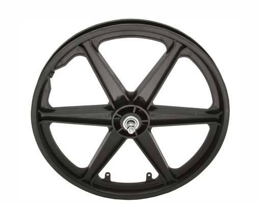   FRONT WHEEL MAG PLASTIC 6 SPOKE BLACK BEACH CRUISER LOWRIDER BMX MTB