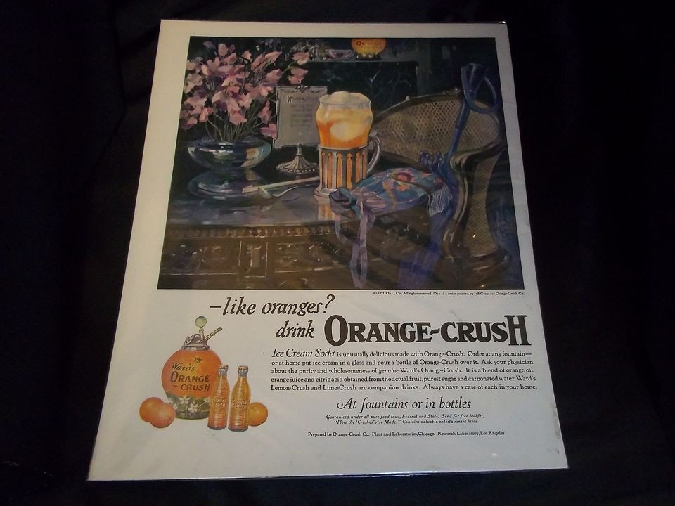   ORIGINAL ADVERTISING PRINT ART 1921 LIKE ORANGES DRINK ORANGE CRUSH
