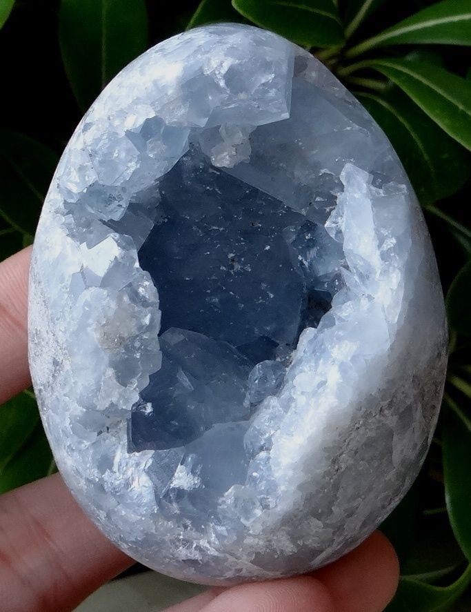 BLUE CELESTITE 70 MM GEODE CRYSTAL EGG   FROM MADAGASCAR