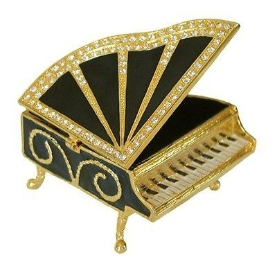 Piano Jewelry Trinket Box Swarovski Crystals #1132