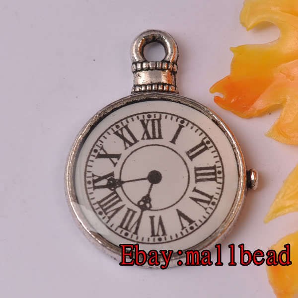 40pcs Tibetan Silver Clock Charms AP5593 