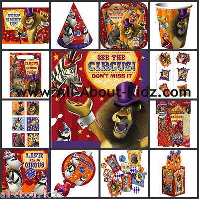 MADAGASCAR 3 Circus Birthday PARTY SUPPLIES   Make Your Own Set