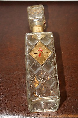 VINTAGE SEAGRAM SEVEN CROWN DECANTER LIQUOR BOTTLE LABEL 4/5 QUART 