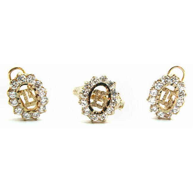 14k Goldplated Quinceanera Cubic Zirconia Jewelry Set (Mexico)