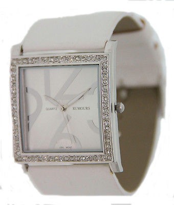 Rumours Womens Off White Austrian Crystal Fashion Watch