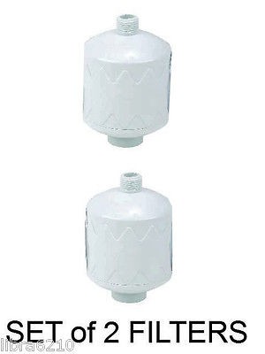 TWO In Line Bathroom Shower Bath Head Carbon Filter Water Softener 