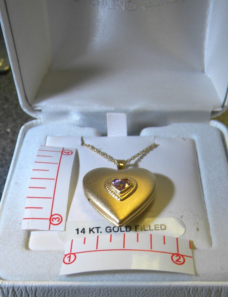 New Colibri Krementz 14KT GF AMETHYST HEART LOCKET $149